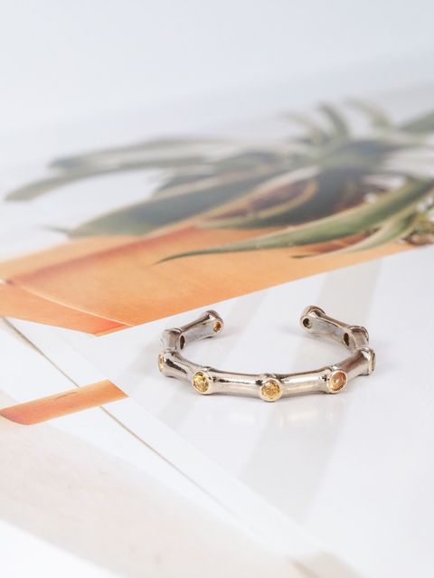 Axora Jewellery Bamboo band ring gemstones 56