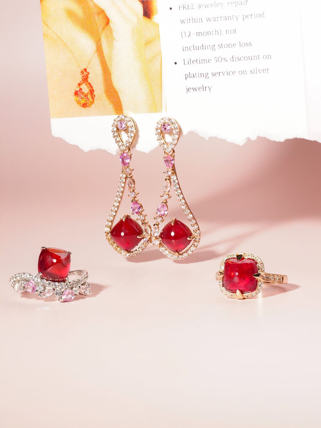 Sugarloaf glass filled ruby galaxy earrings axora jewellery compose shot