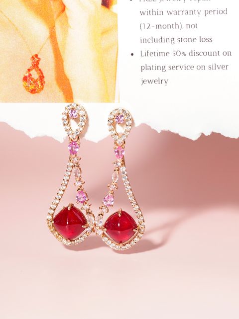 Sugarloaf glass filled ruby galaxy earrings axora jewellery