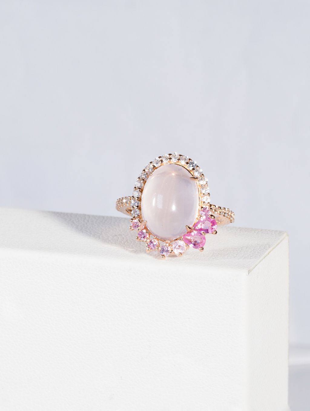 Rose Quart ring axora jewellery actual photo
