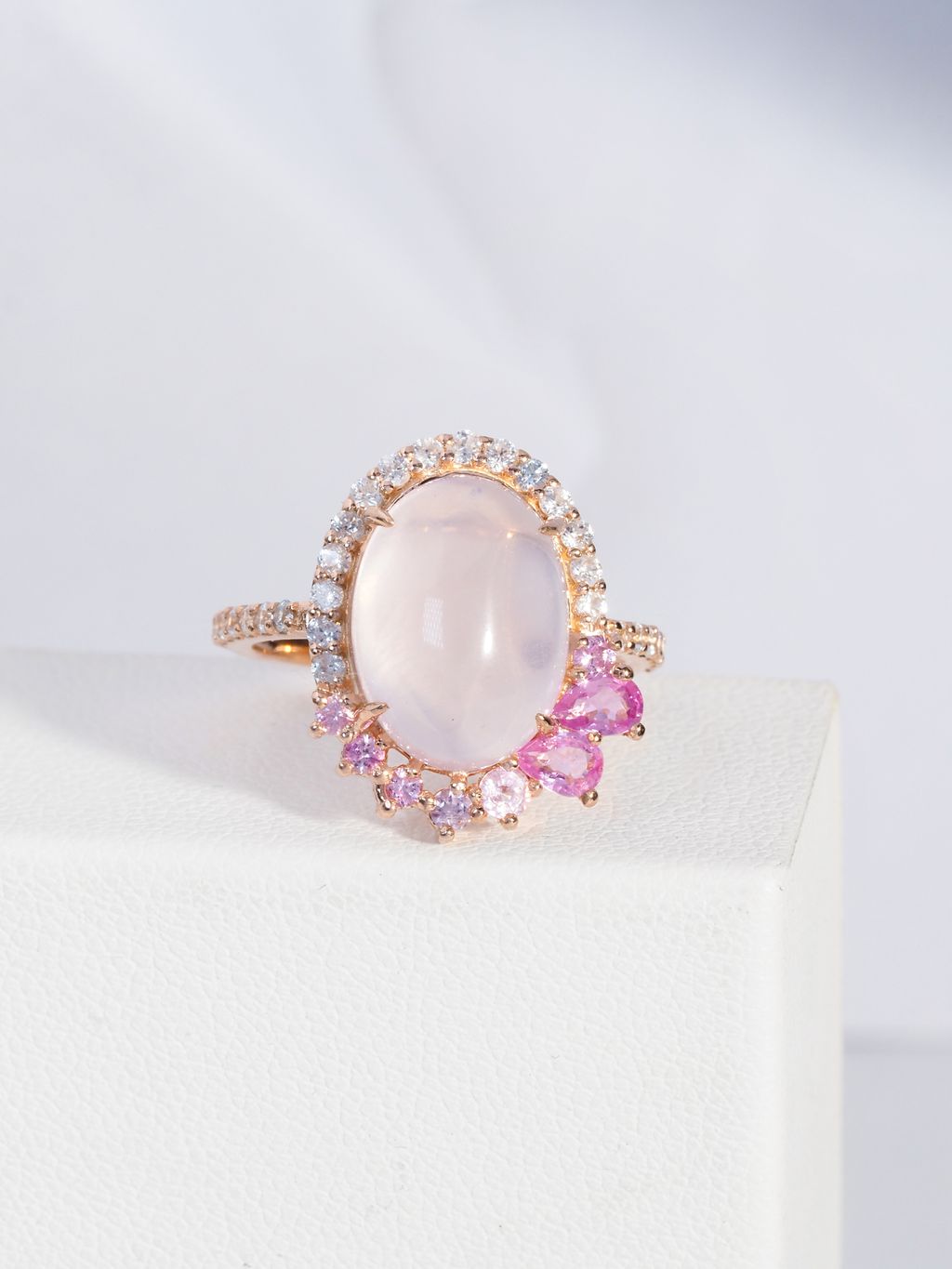 Rose Quart ring axora jewellery  close up