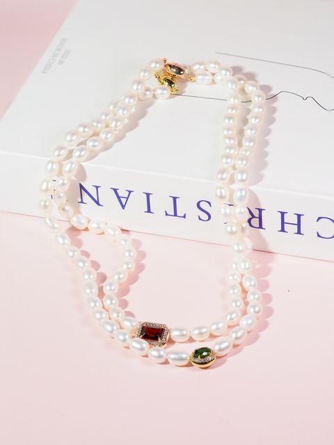 Freshwater pearl necklace Axora jewellery with gemstones