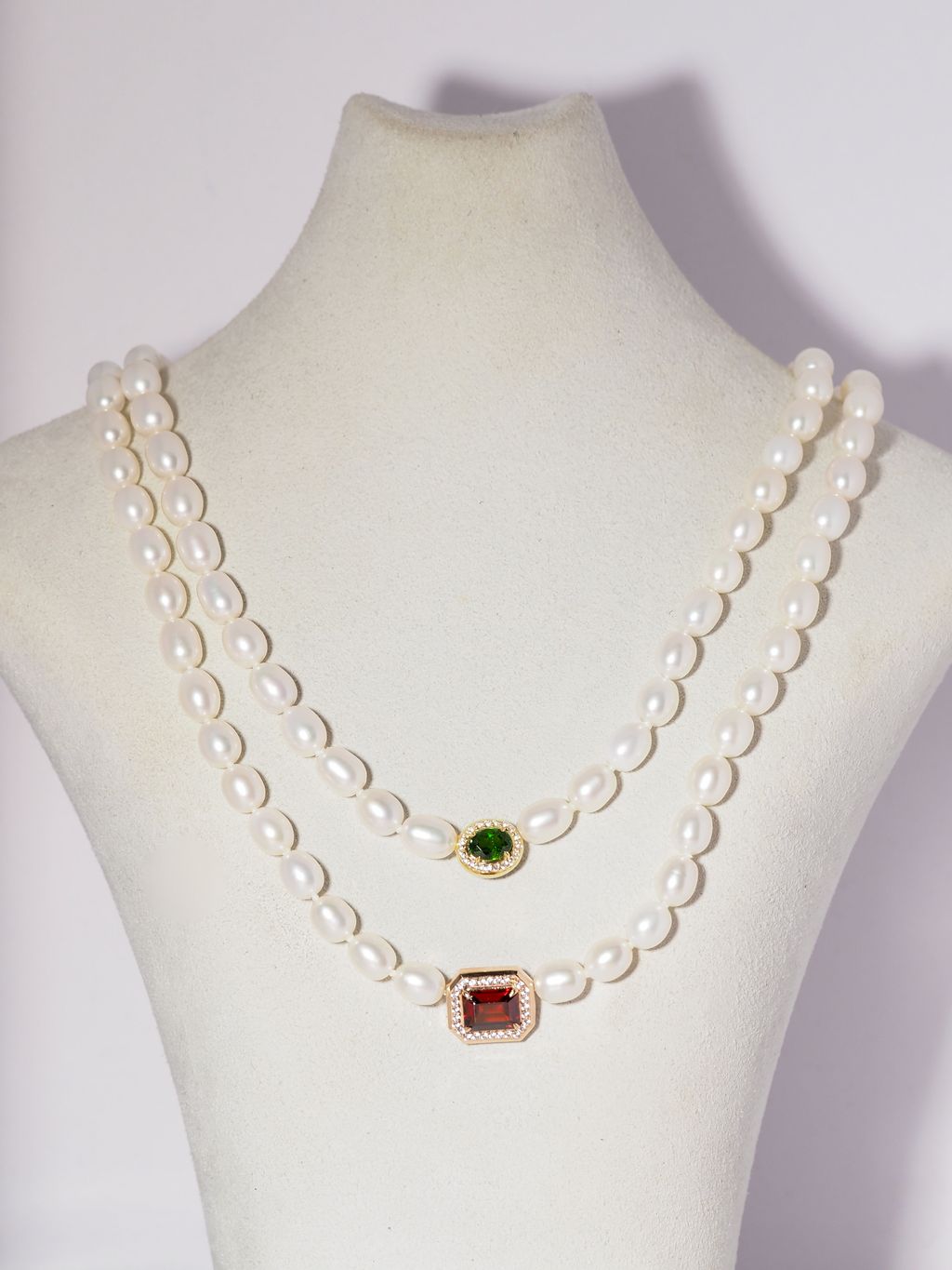 Garnet and Freshwater pearl necklace Axora jewellery