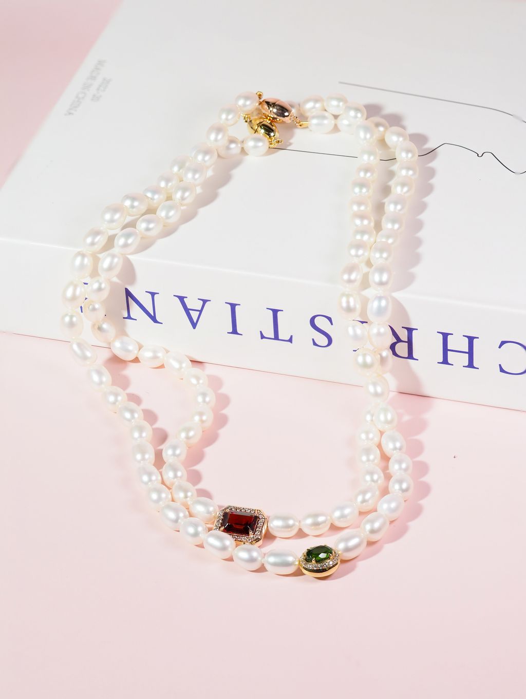 pearl necklace chrome diopside axora jewellery