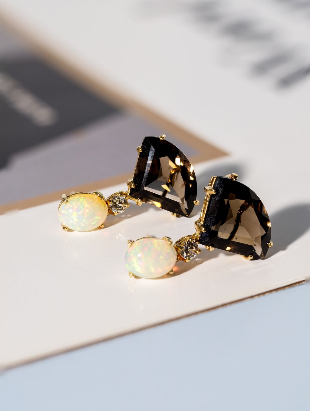 Onyx with opal earrings