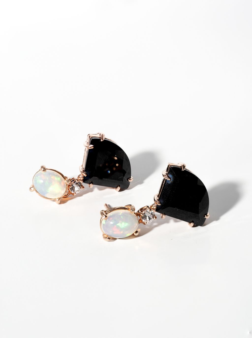Onyx opal drop earring
