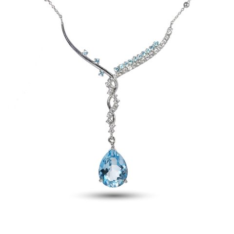 สร้อยคอ Swirl necklace พลอย Blue Topaz