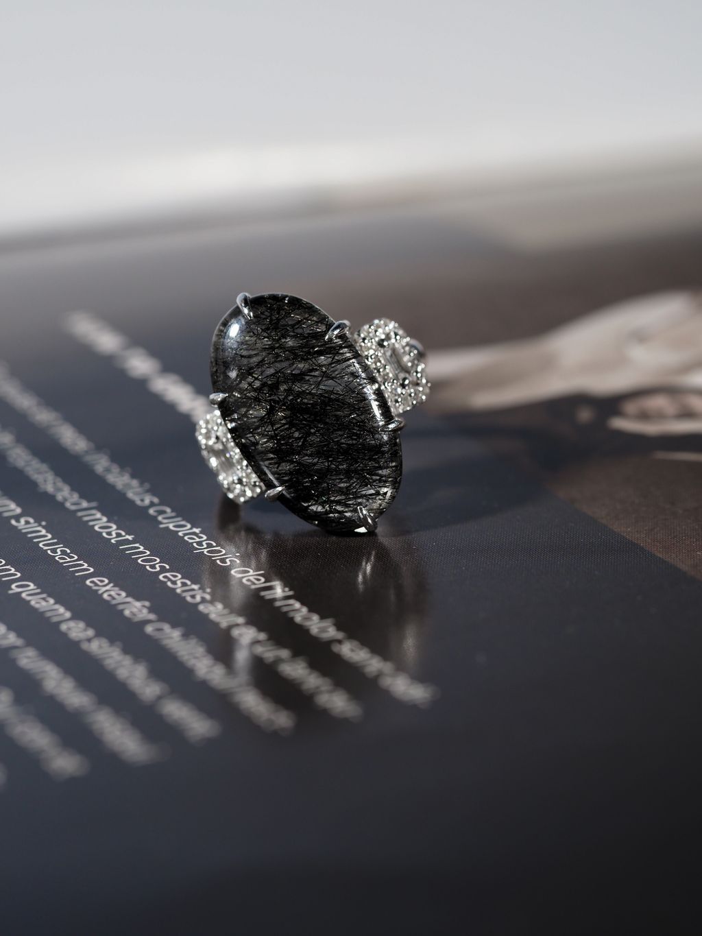 Black Rutilated Quartz  ring