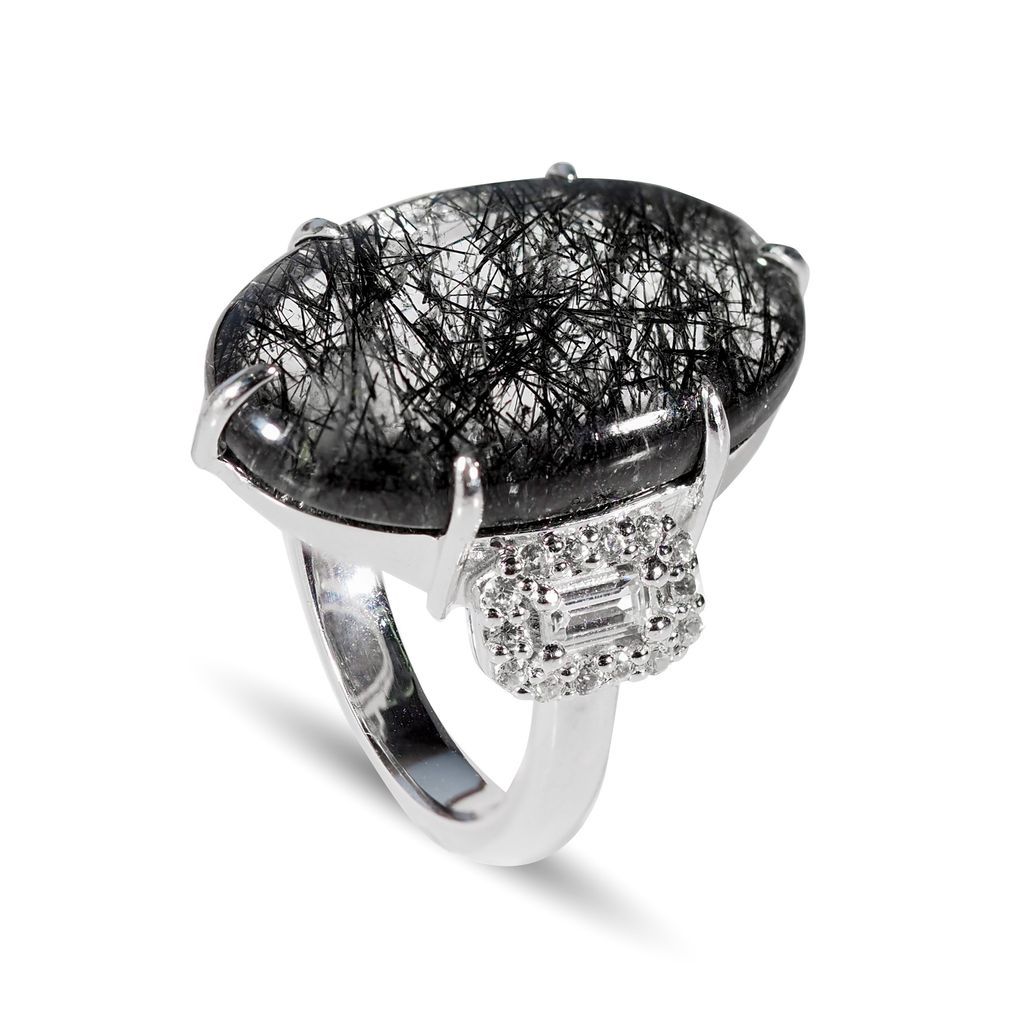 AXORA Black Rutilated Quartz ring