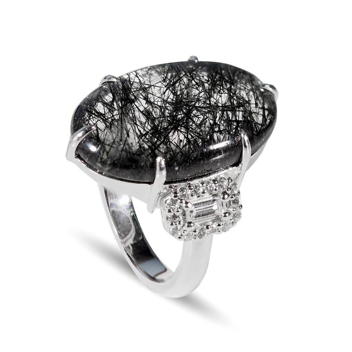 AXORA Black Rutilated Quartz ring