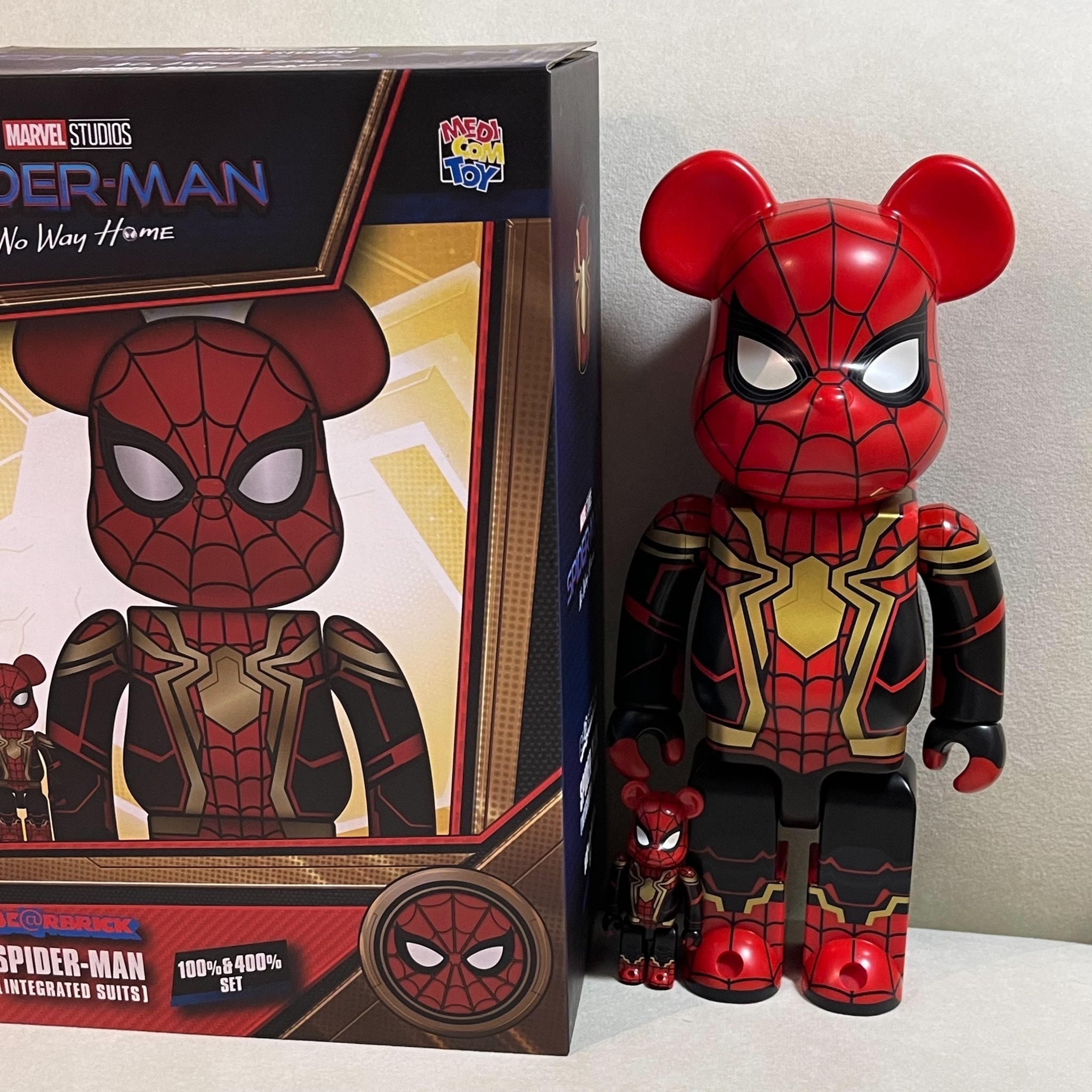 スパイダーマン BE@RBRICK ベアブリック bearbrick 熊 400%＋100% フィギュア 玩具 2点セット 置き物 飾り プレゼント MARVEL BE@RBRICK ラストワン スパイダーマン ベアブリック BE@RBRICK