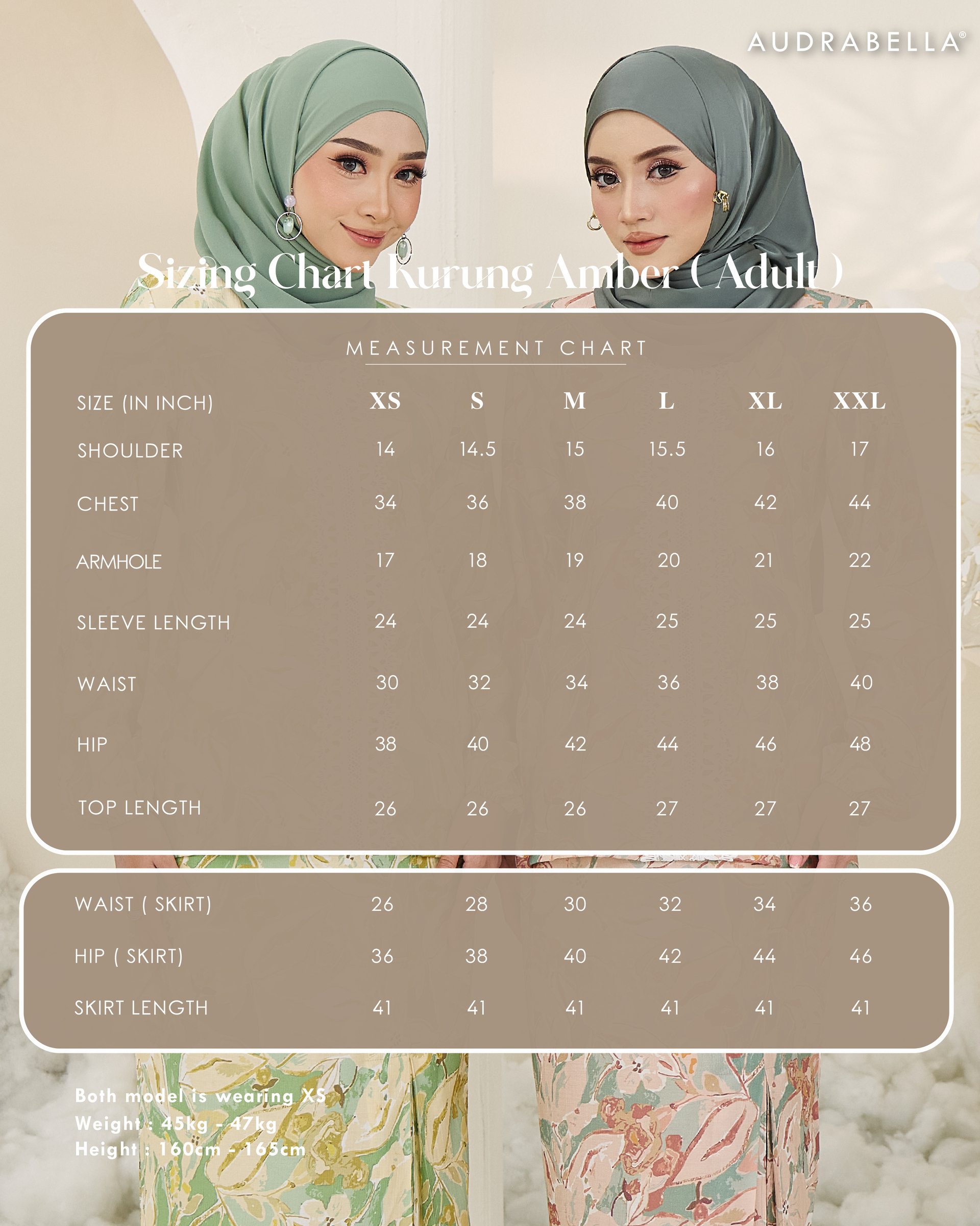 SIZE CHART AMBER ADULT 2026-02