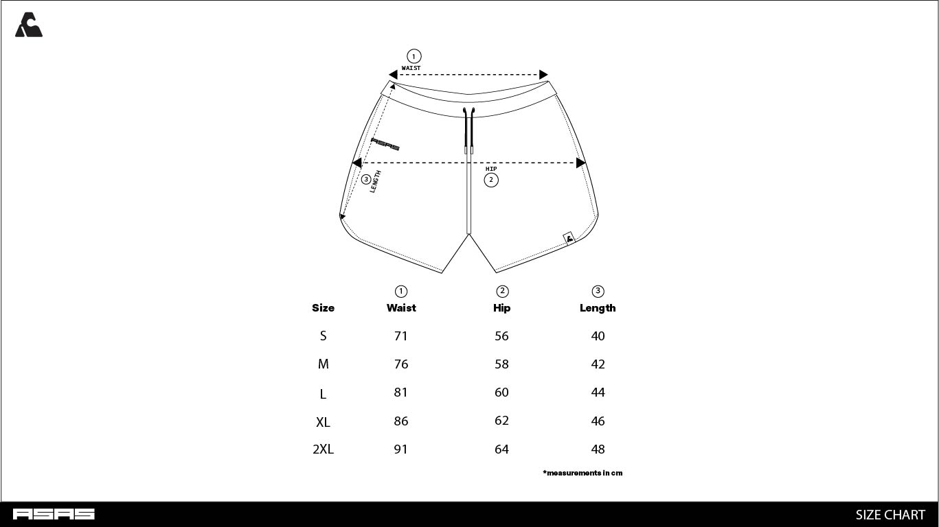 Size Chart ASAS Outdoor Shorts