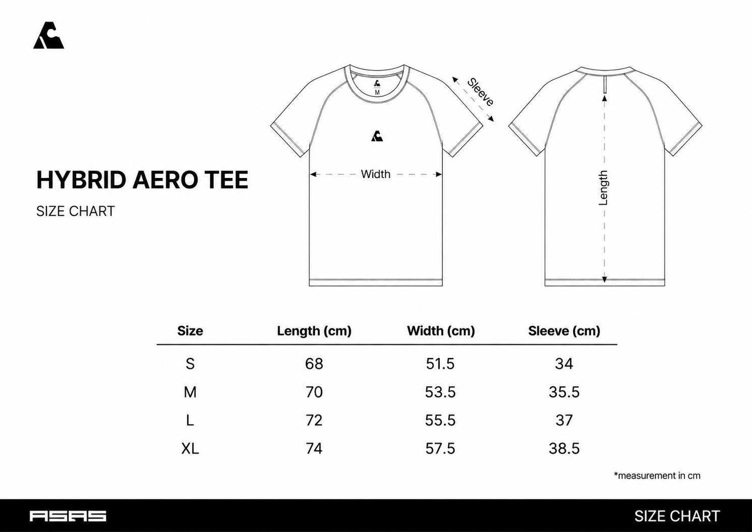 Hybrid Aero Tee Size Chart