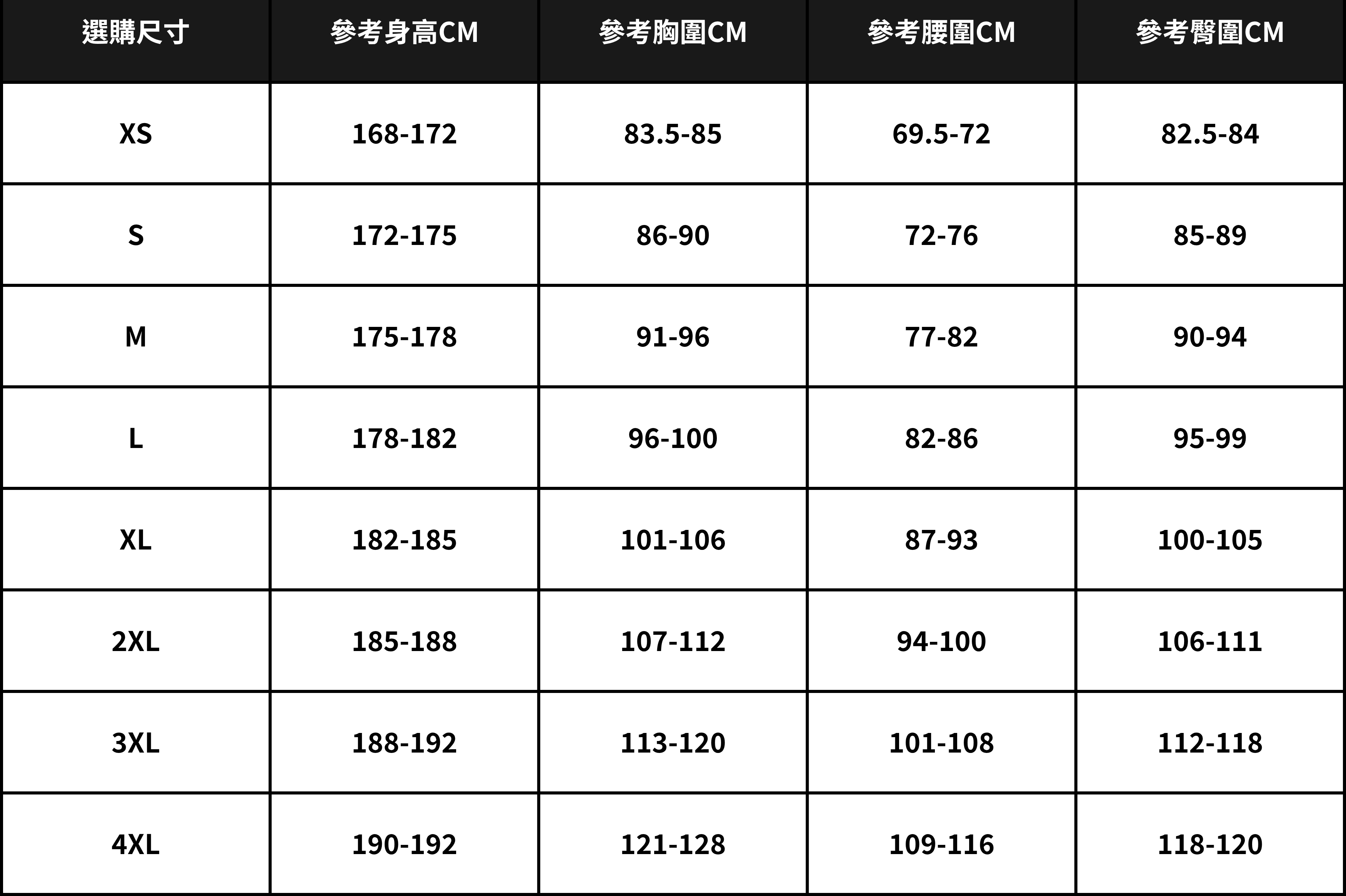 ADIDAS 尺寸表