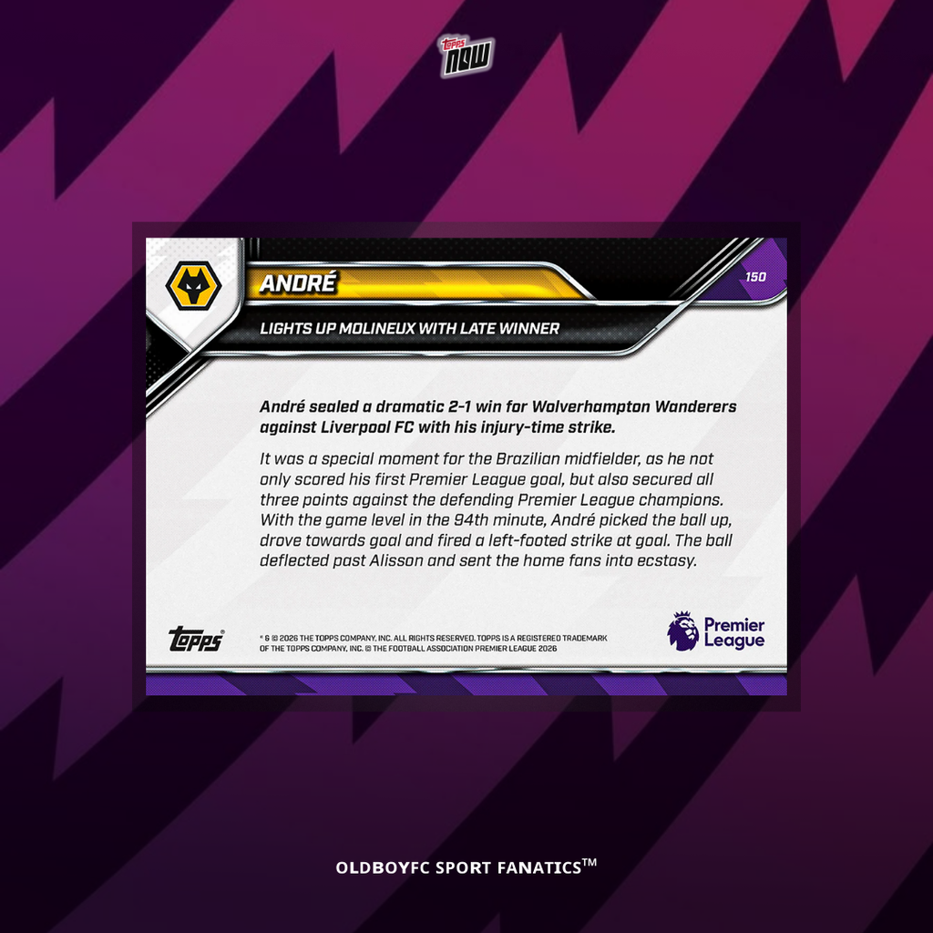 Topps Now André 25/26 英超 球星卡 背面圖