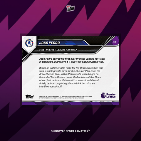 Topps Now João Pedro 25/26 英超 球星卡 背面圖