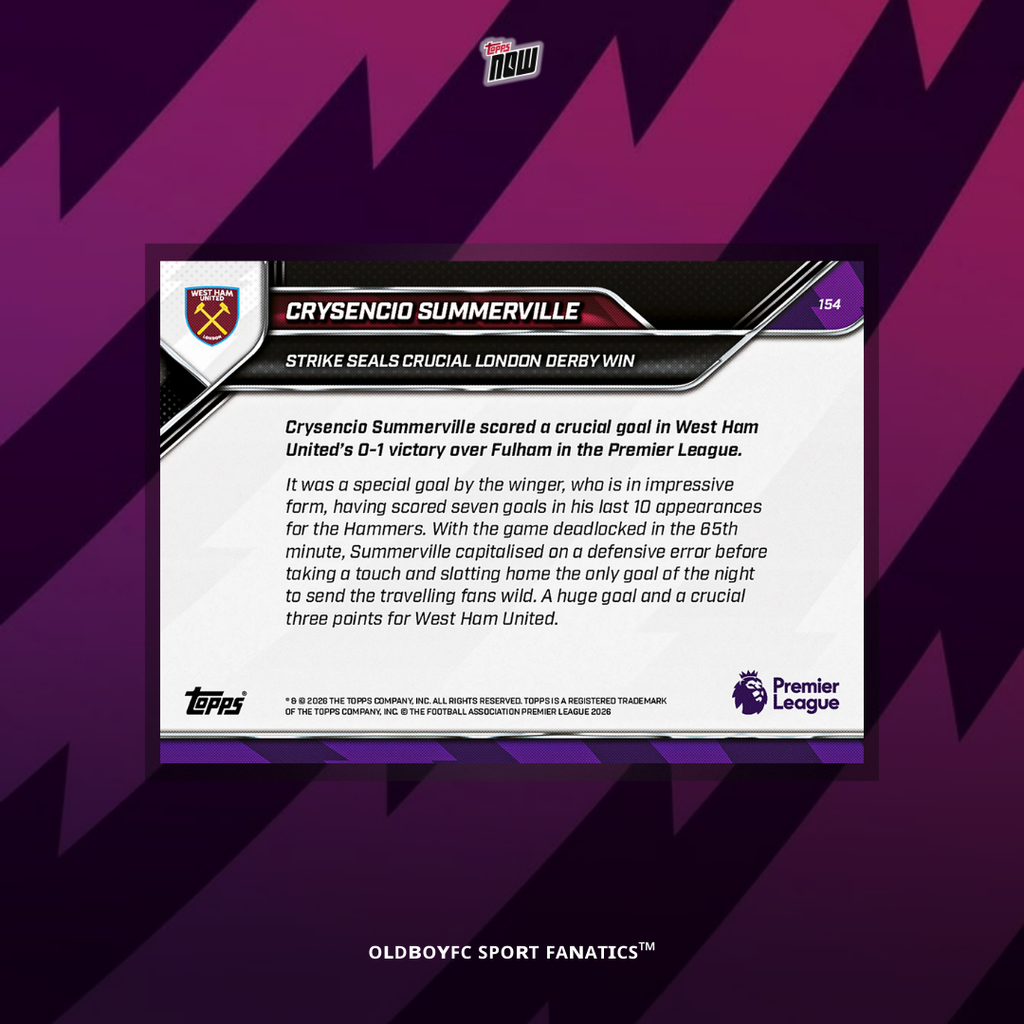 Topps Now Crysencio Summerville 25/26 英超 球星卡 背面圖