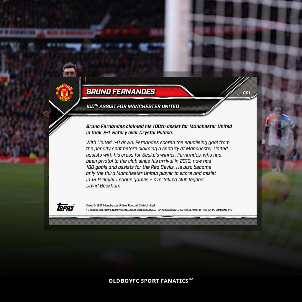 Topps Now Bruno Fernandes 2026 Manchester United 球星卡 背面圖