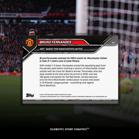 Topps Now Bruno Fernandes 2026 Manchester United 球星卡 背面圖