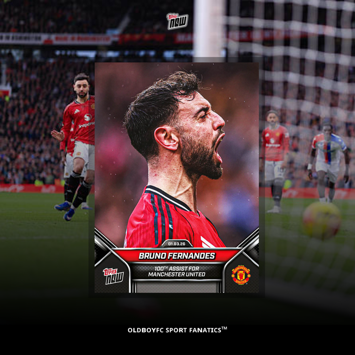 Topps Now Bruno Fernandes 2026 Manchester United 球星卡 正面圖