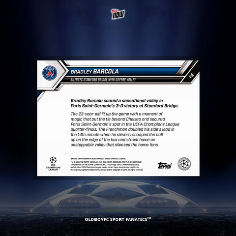 Topps Now Barcola 2025/26 歐冠 球星卡 背面圖