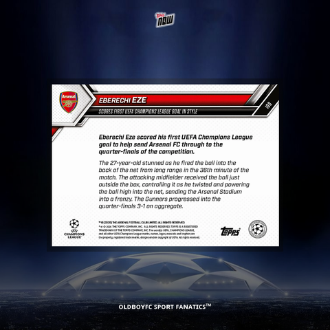 Topps Now Eze 2025/26 歐冠 球星卡 背面圖