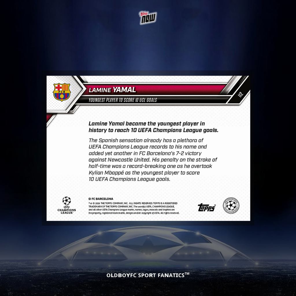 Topps Now Yamal 2025/26 歐冠 球星卡 背面圖