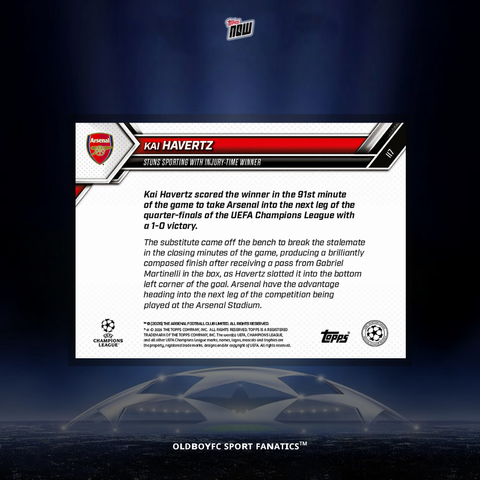 Topps Now Kai Havertz 25/26 UCL 球星卡 背面圖
