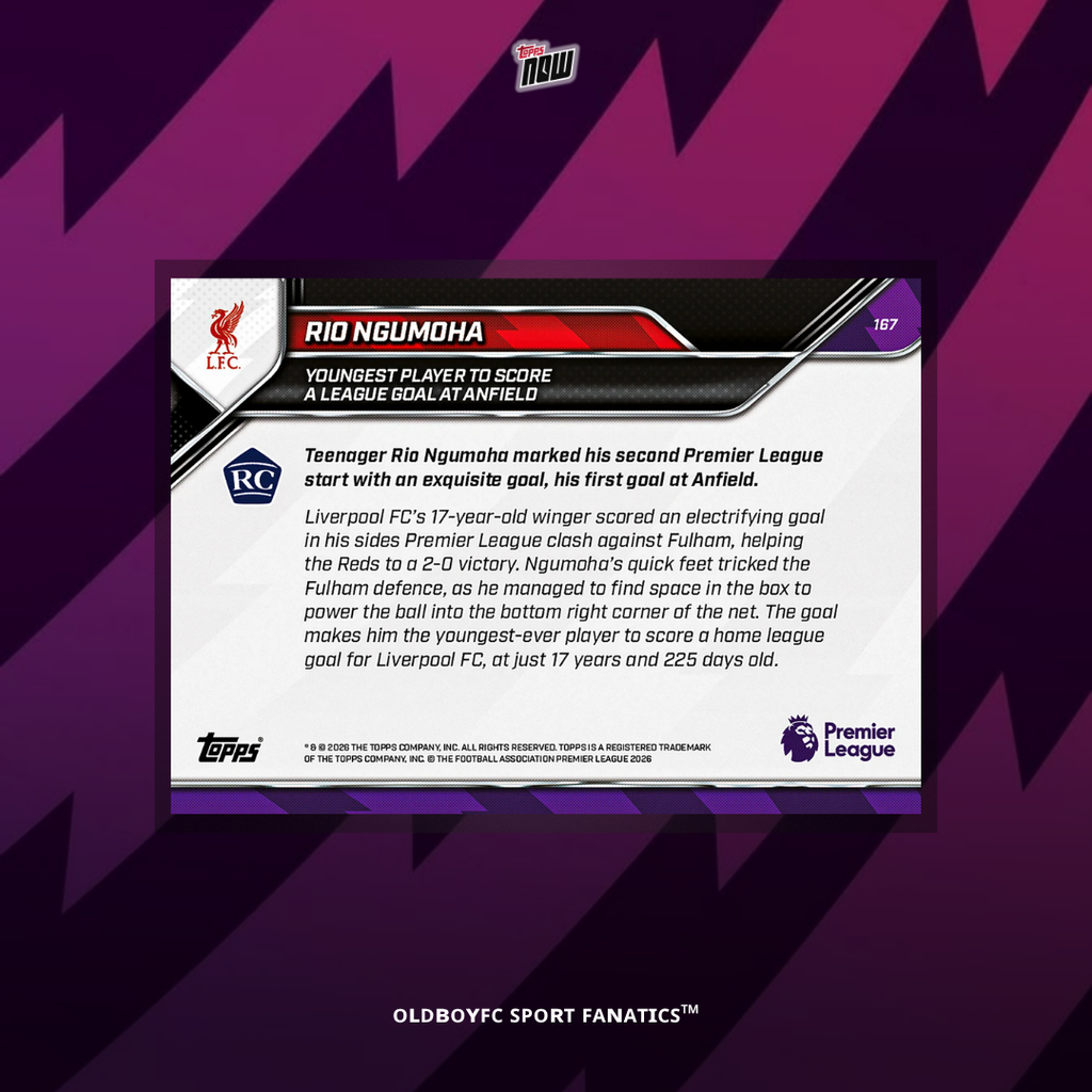 Topps Now Ngumoha 25/26 英超 球星卡 背面圖