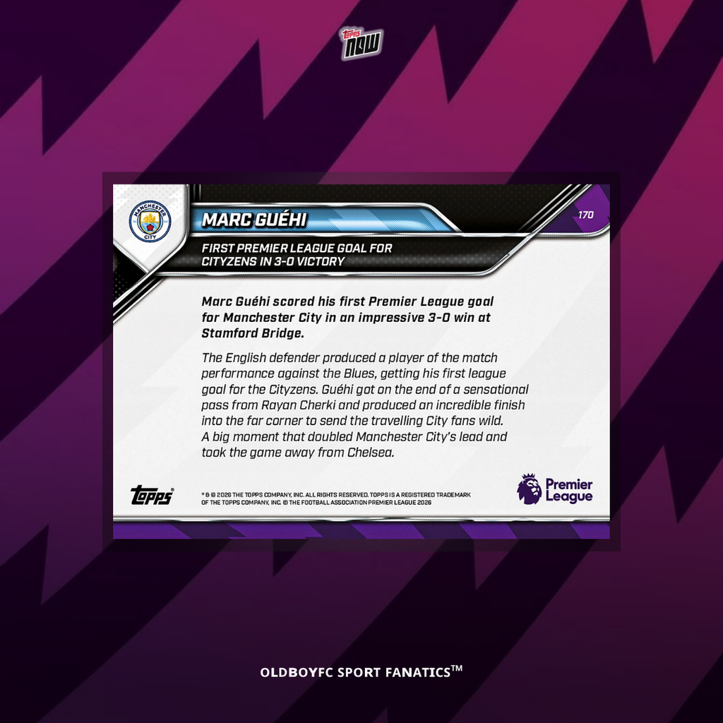 Topps Now Guéhi 25/26 英超 球星卡 背面圖