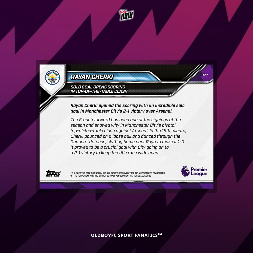 Topps Now Cherki 25/26 英超 球星卡 背面圖