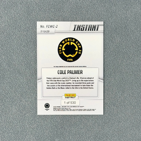 Cole Palmer Panini Instant #FCWC-2 卡片背面資訊