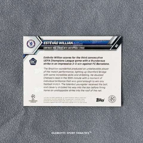 Estêvão Willian Topps Now #52 卡片背面資訊