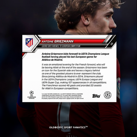 Topps Now Antoine Griezmann 25/26 UCL 球星卡 背面圖