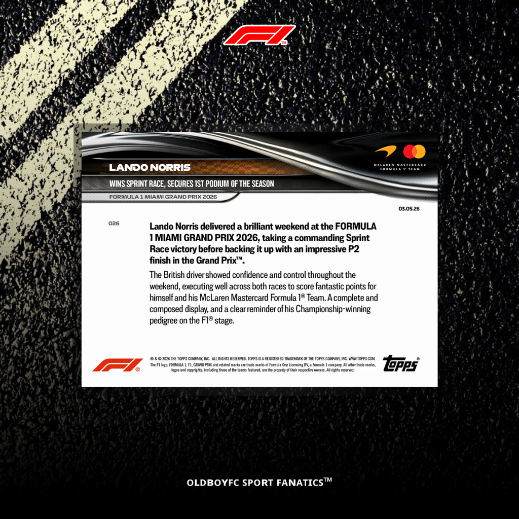 Topps Now Lando Norris 2026 F1 邁阿密大獎賽 球星卡 背面圖