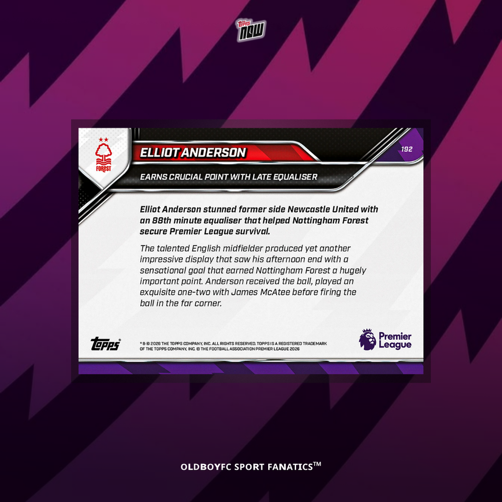 Topps Now Elliot Anderson 25/26 英超 球星卡 背面圖