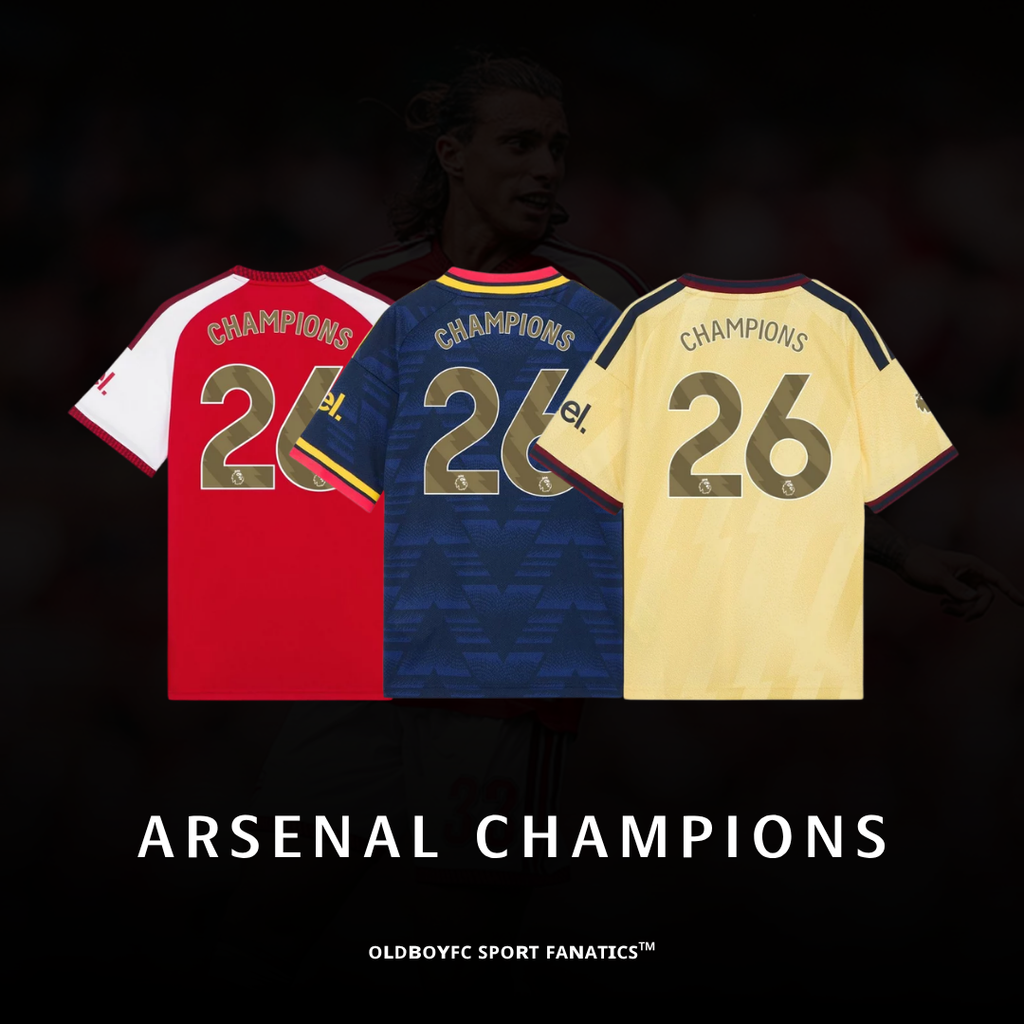 阿森納 26/27 奪冠紀念球衣（CHAMPIONS 26 + 英超金獅子章）