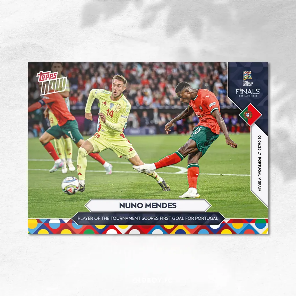 Topps Now Nuno Mendes 2025 歐國聯 球星卡 正面圖