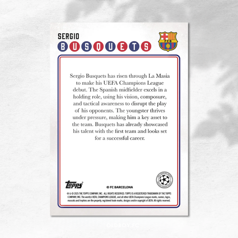 Topps Lost Rookies Sergio Busquets 巴塞隆納 球星卡 背面圖