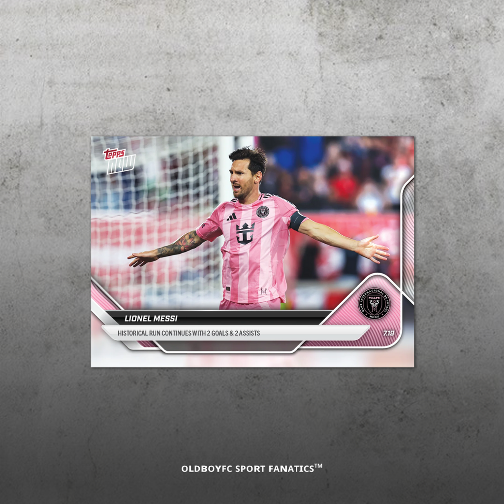 Topps Now Messi 2025 MLS 球星卡 正面圖（慶祝動作）