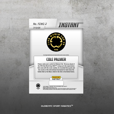 Panini Instant Cole Palmer 三球兩助 MVP 卡 反面圖