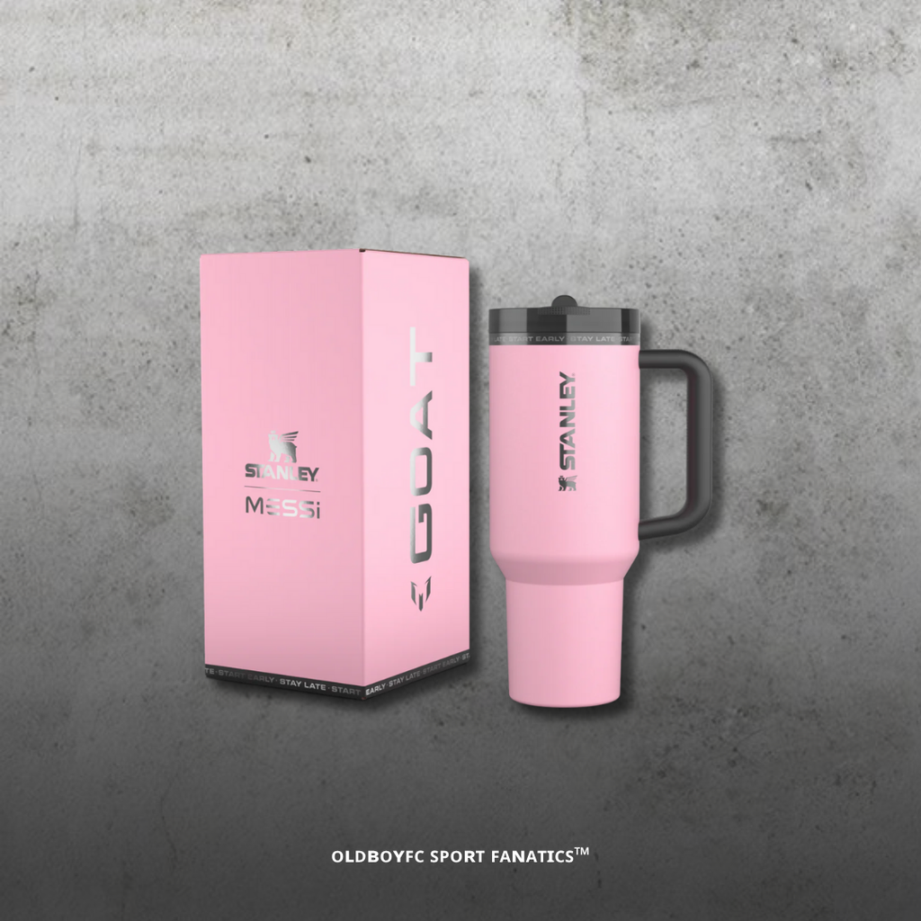 Stanley Messi 聯名款 包裝外觀（GOAT 粉 40oz）