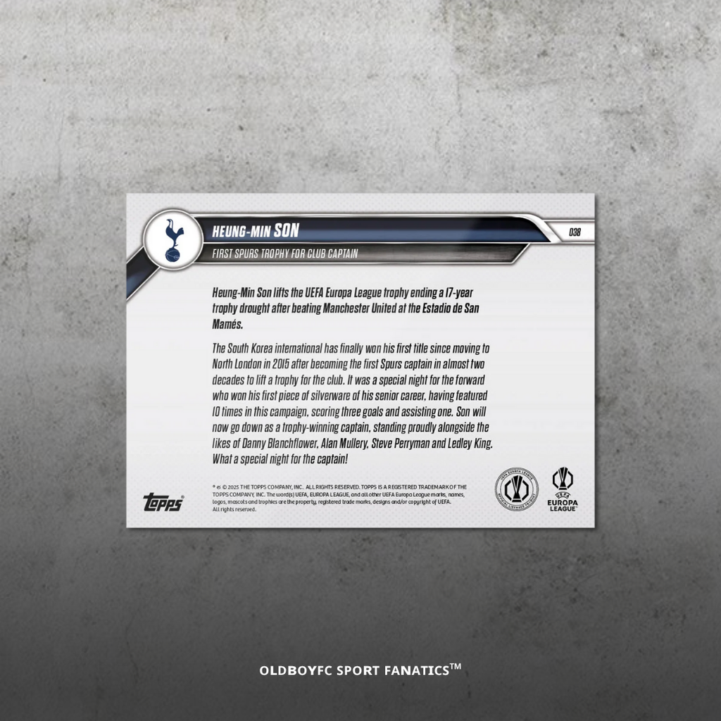Topps Now 孫興慜 2024-25 歐霸盃 球星卡 背面圖