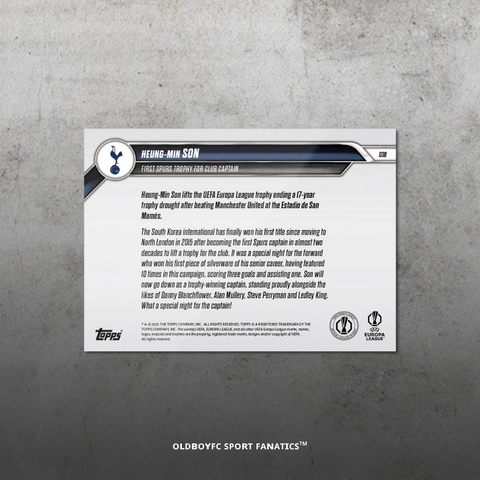 Topps Now 孫興慜 2024-25 歐霸盃 球星卡 背面圖