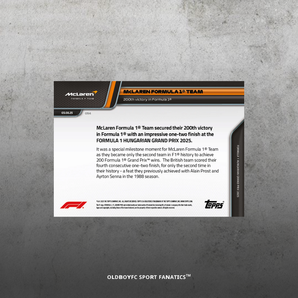 Topps Now McLaren 2025 匈牙利大獎賽 球星卡 背面圖