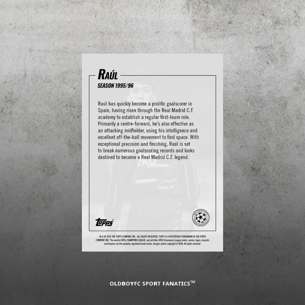 Topps Lost Rookies Raúl 皇馬 Rookie 卡 背面圖