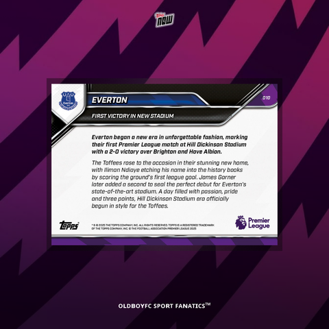 Topps Now Everton 25/26 英超 球星卡 #10 背面圖