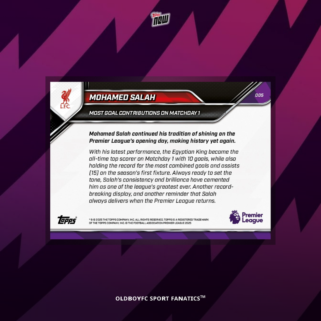 Topps Now Mohamed Salah 25/26 英超 利物浦 球星卡 背面圖