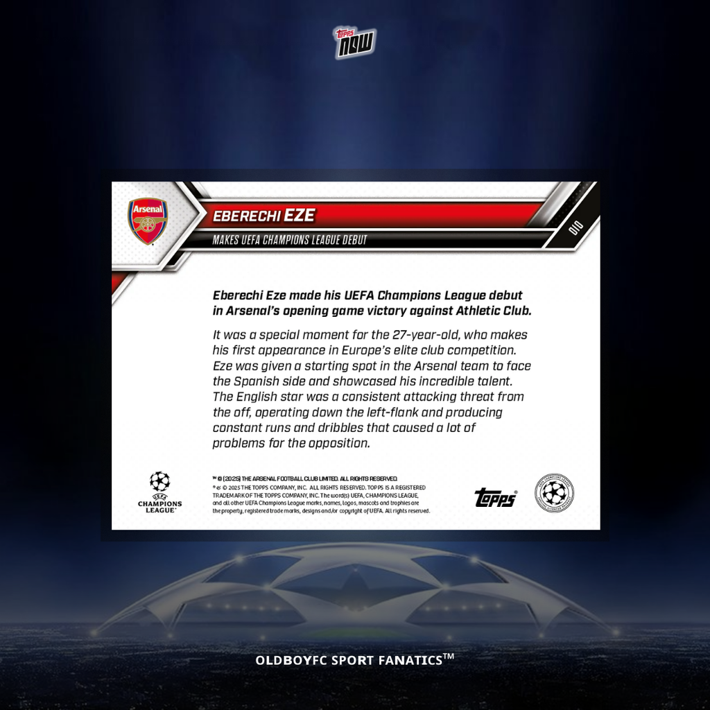 Topps Now Eberechi Eze 25/26 歐冠 球星卡 背面圖
